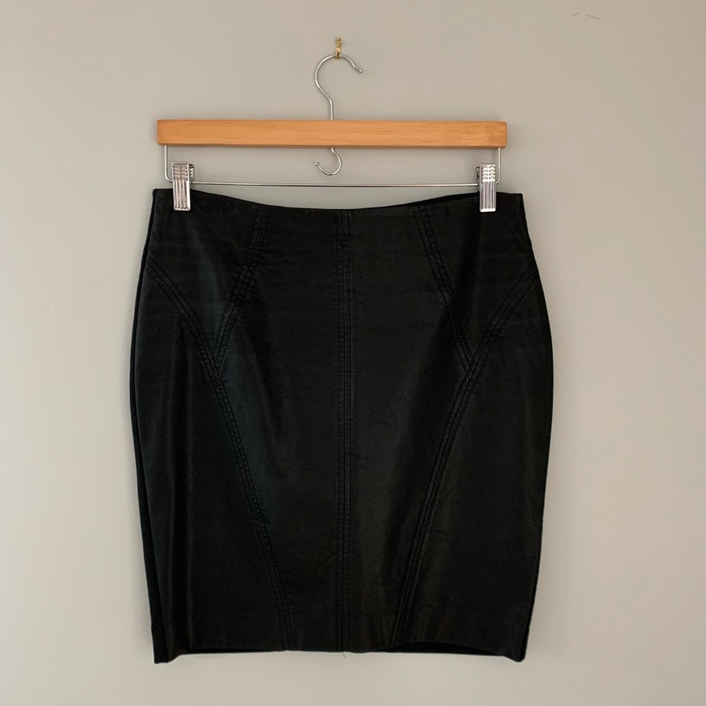 Banana Republic Black Faux Leather Pencil Skirt